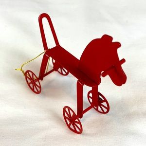 Vintage tin metal toy horse ornament Christmas